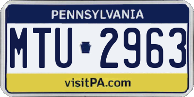 PA license plate MTU2963