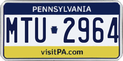 PA license plate MTU2964