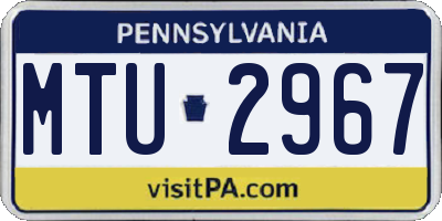 PA license plate MTU2967