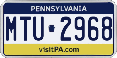 PA license plate MTU2968