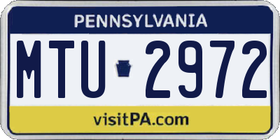 PA license plate MTU2972
