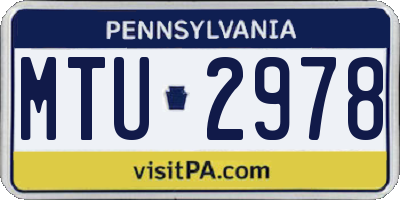 PA license plate MTU2978