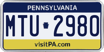 PA license plate MTU2980