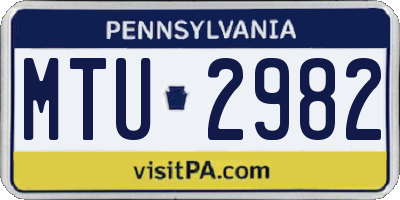 PA license plate MTU2982