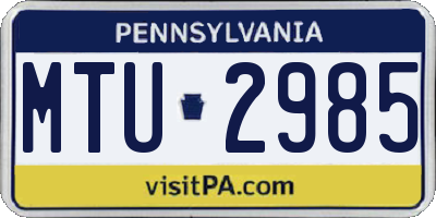 PA license plate MTU2985