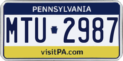 PA license plate MTU2987