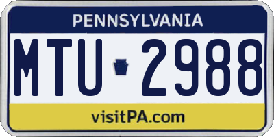 PA license plate MTU2988
