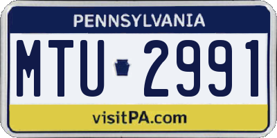 PA license plate MTU2991