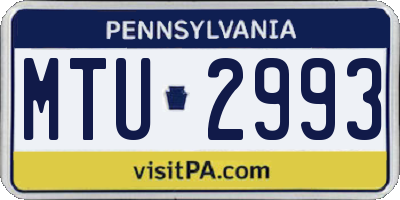 PA license plate MTU2993