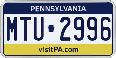 PA license plate MTU2996