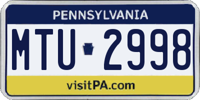PA license plate MTU2998