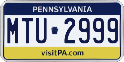 PA license plate MTU2999