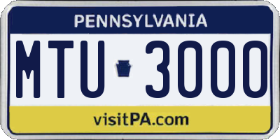 PA license plate MTU3000