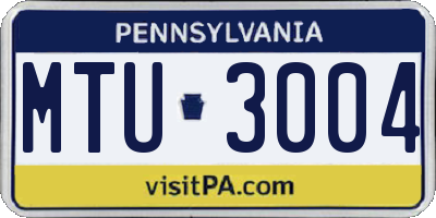 PA license plate MTU3004