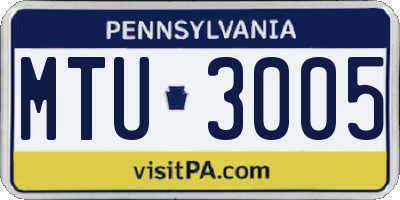 PA license plate MTU3005
