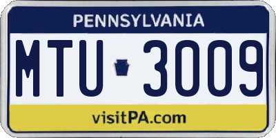 PA license plate MTU3009