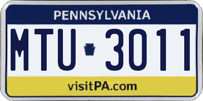 PA license plate MTU3011