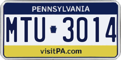 PA license plate MTU3014
