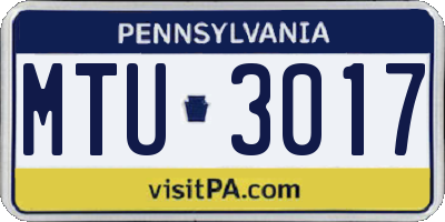 PA license plate MTU3017