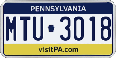 PA license plate MTU3018