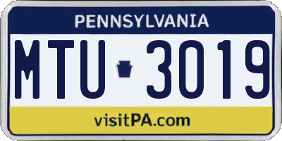 PA license plate MTU3019