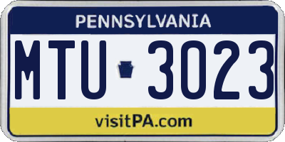 PA license plate MTU3023
