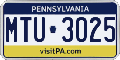 PA license plate MTU3025