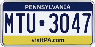 PA license plate MTU3047