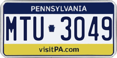 PA license plate MTU3049