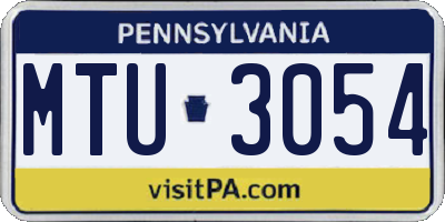 PA license plate MTU3054