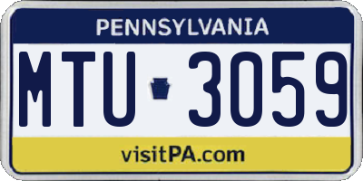 PA license plate MTU3059
