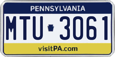 PA license plate MTU3061