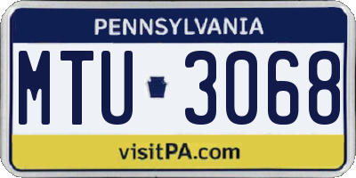 PA license plate MTU3068
