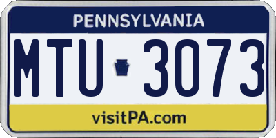 PA license plate MTU3073