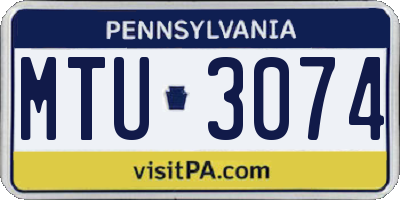 PA license plate MTU3074