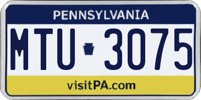 PA license plate MTU3075