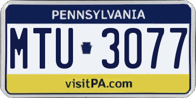 PA license plate MTU3077