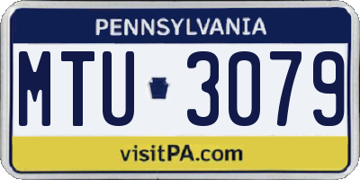 PA license plate MTU3079