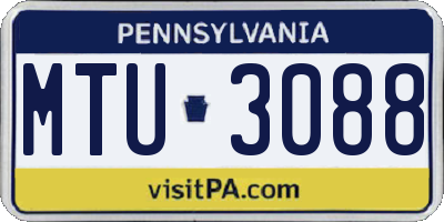 PA license plate MTU3088
