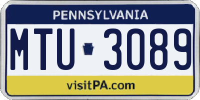 PA license plate MTU3089