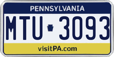 PA license plate MTU3093