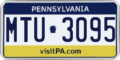 PA license plate MTU3095