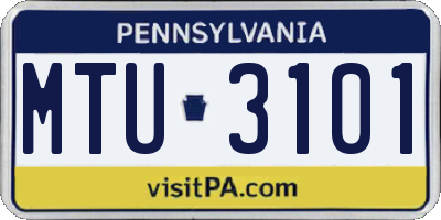 PA license plate MTU3101