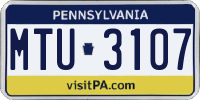 PA license plate MTU3107