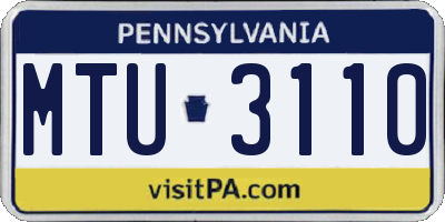 PA license plate MTU3110