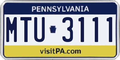PA license plate MTU3111