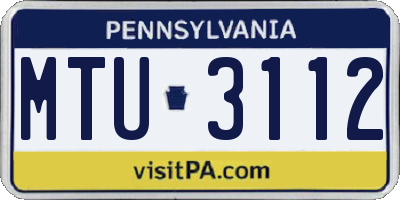 PA license plate MTU3112