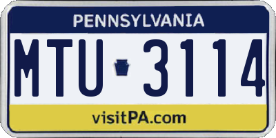 PA license plate MTU3114