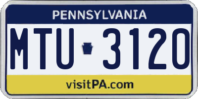 PA license plate MTU3120