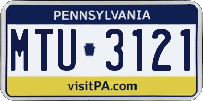 PA license plate MTU3121
